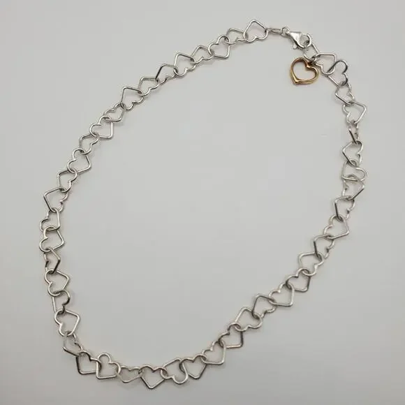 Milor Italy 925 Sterling Silver Open Heart Links 18” Necklace 20.5 Grams - Picture 2 of 8